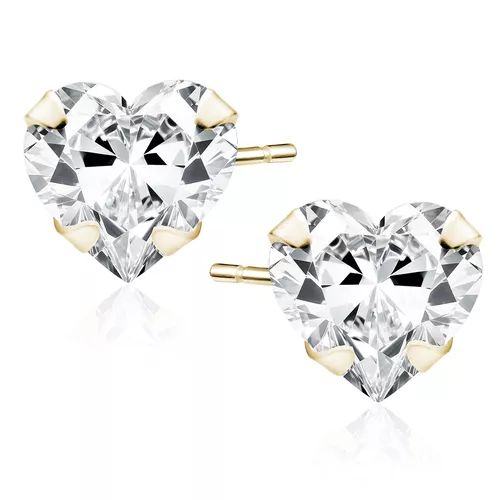 Stříbrné náušnice 6 mm SRDCE GOLD 9518