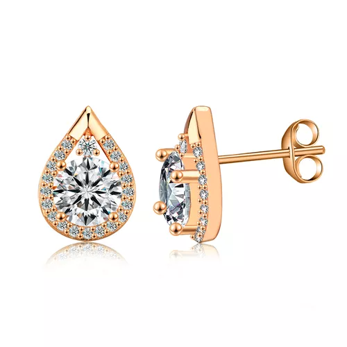 Stříbrné náušnice KAPKA MOISSANITE ROSE 9743