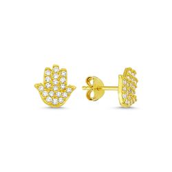 OLIVIE Stříbrné náušnice HAMSA GOLD 386