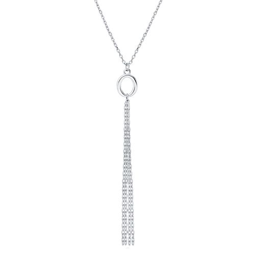 OLIVIE Stříbrný náhrdelník OVÁL s řetízky 758