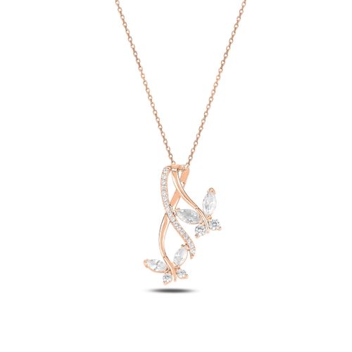OLIVIE Stříbrný MOTÝLÍ NÁHRDELNÍK ROSE 581