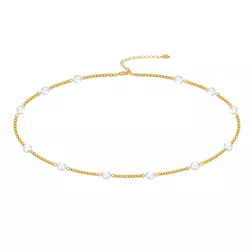 Stříbrný perlový náhrdelník GOLD 9702
