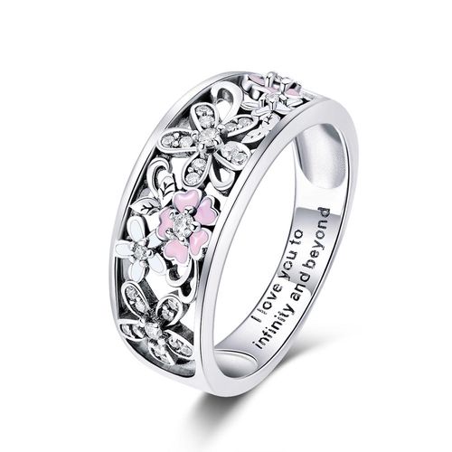 OLIVIE Stříbrný prsten TŘEŠŇOVÝ KVĚT 2888 