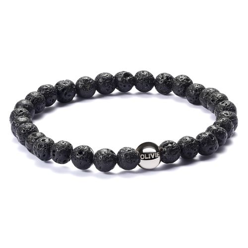 OLIVIE Korálkový náramek ČERNÁ LÁVA 605