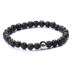 OLIVIE Korálkový náramek ČERNÁ LÁVA 605