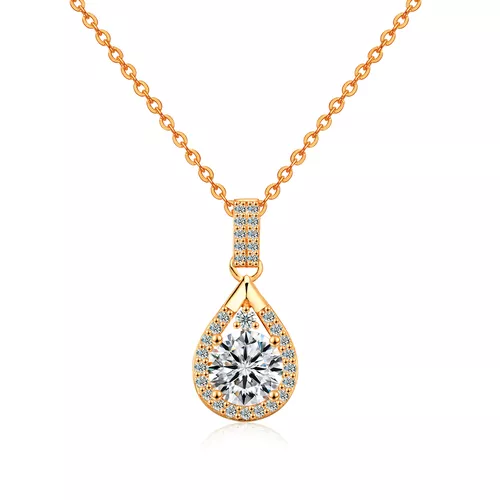 Stříbrný náhrdelník 1ct 6,5mm MOISSANITE ROSE 9737