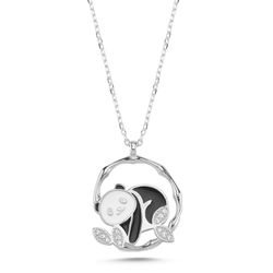 OLIVIE Stříbrný náhrdelník PANDA 572