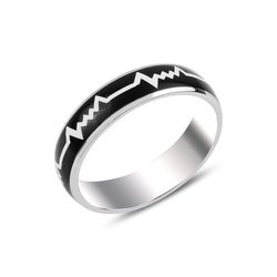 OLIVIE Pánský stříbrný prsten TLUKOT SRDCE 5695 