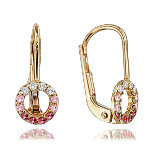 Zlaté náušnice kroužky s různobarvenými zirkony Au 585/1000