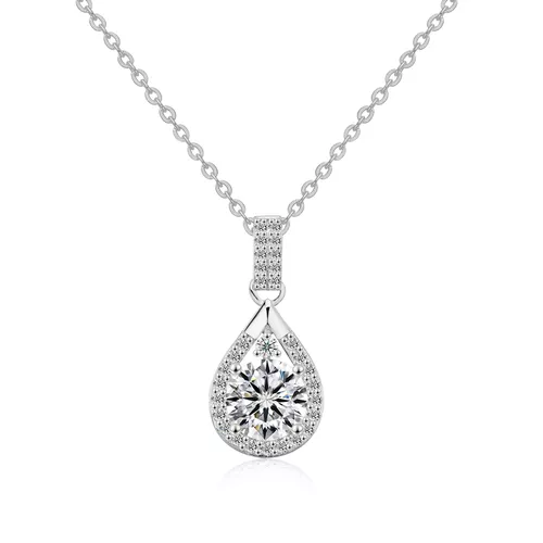 Stříbrný náhrdelník 1ct 6,5mm MOISSANITE 9735