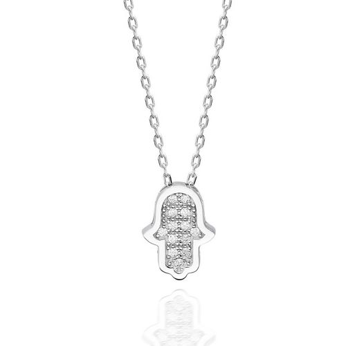 OLIVIE Stříbrný náhrdelník HAMSA se SWAROVSKI 448
