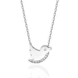 OLIVIE Stříbrný náhrdelník PTÁČEK se Swarovski krystaly 343
