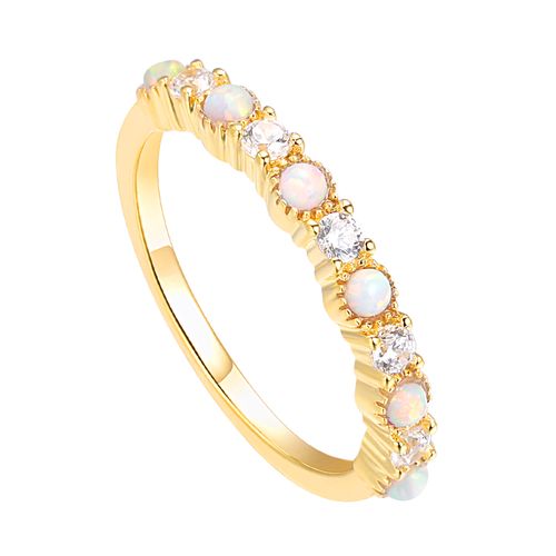 OLIVIE Luxusní stříbrný prsten GOLD 4824 