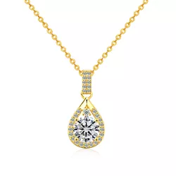 Stříbrný náhrdelník 1ct 6,5mm MOISSANITE GOLD 9736