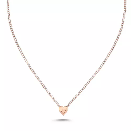 Stříbrný luxusní náhrdelník SRDCE ROSE 9538