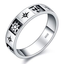 OLIVIE Stříbrný prsten KOTVA & KORMIDLO 5884 