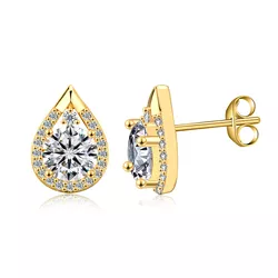Stříbrné náušnice KAPKA MOISSANITE GOLD 9742