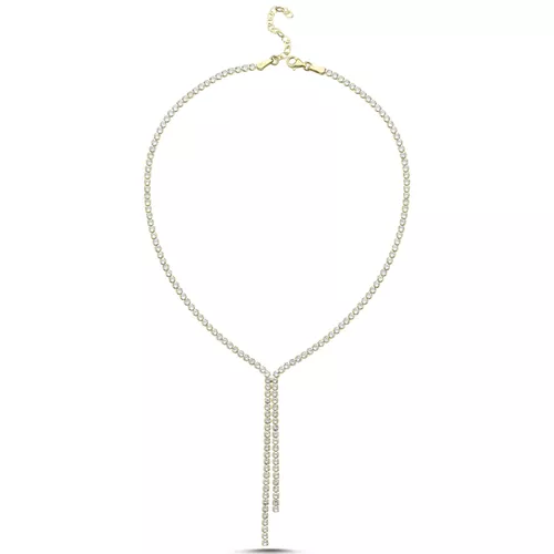 Stříbrný tenisový náhrdelník GOLD 9547