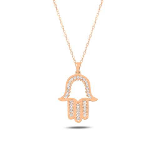 OLIVIE Stříbrný náhrdelník HAMSA ROSE 386