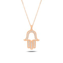 OLIVIE Stříbrný náhrdelník HAMSA ROSE 386